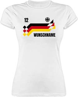 Shirt Damen - 2024 Fussball EM Fanartikel - Deutschland Trikot mit Name und Nummer Germany - L - Weiß - Tshirt fußball Deutschland. t-Shirt t Europa Fan Frauen wm Flagge Wunschname von Geschenk mit Namen personalisiert by Shirtracer