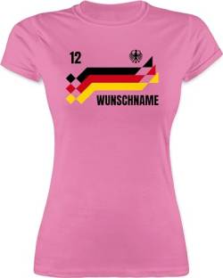 Shirt Damen - 2024 Fussball EM Fanartikel - Deutschland Trikot mit Name und Nummer Germany - M - Rosa - t-Shirt fußball Deutschland. Tshirt t Europa wm Frauen Flagge Wunschname Fan von Geschenk mit Namen personalisiert by Shirtracer