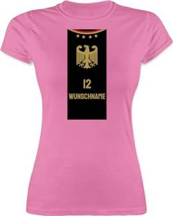 Shirt Damen - 2024 Fussball EM Fanartikel - Deutschland Trikot - schwarzer Streifen - M - Rosa - fußball Tshirt Europa t-Shirt wm t Frauen von Geschenk mit Namen personalisiert by Shirtracer