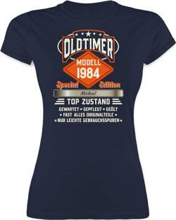 Shirt Damen - 40. Geburtstag - Oldtimer Special Vintage 1984 mit Name - M - Navy Blau - Frau Tshirt 40 zum Geschenke 1983 t Jahre t-Shirt 40+Geburtstag+Geschenk Shirts Frauen für jährige von Geschenk mit Namen personalisiert by Shirtracer