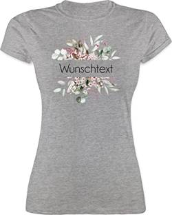 Shirt Damen - Aufdruck selbst gestalten - Wunschtext - XXL - Grau meliert - Bedrucken Lassen Tshirt selber persönlichem Text t zum Name wo Drauf Steht eigenem Schrift t-Shirt beschriftbar textwahl von Geschenk mit Namen personalisiert by Shirtracer