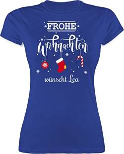 Shirt Damen - Geschenke Christmas - Frohe Weihnachten Lettering Wunschtext - M - Royalblau - weihnachtst-Shirt Weihnachts Tshirt Weihnachts-Shirt weihnachtsmotiv Shirts personalisiertes t von Geschenk mit Namen personalisiert by Shirtracer