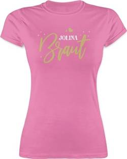 Shirt Damen - JGA Junggesellenabschied Frauen - Braut Bride - M - Rosa - jungesellinnenabschied Frau Tshirt Polterabend t-Shirt jubggesellinnenabschied jungesellenenabschied t polter Abschied von Geschenk mit Namen personalisiert by Shirtracer