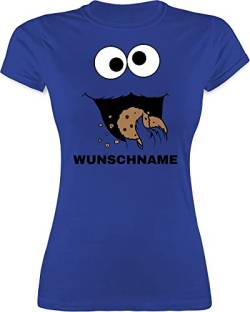 Shirt Damen - Karneval Fasching - Keks Monster Kostüm mit Name - M - Royalblau - t-Shirt Rundhals Tshirt Oberteile für t Oberteil Frauen Shirts Tshirts faschingst-Shirt Karnevals Cookie t-Shirts von Geschenk mit Namen personalisiert by Shirtracer