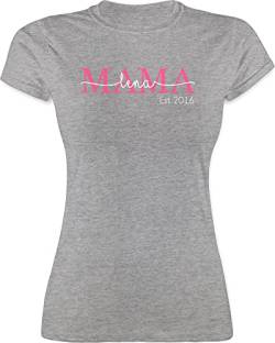 Shirt Damen - Mama Mom Mutti Geschenk zum Muttertag - XXL - Grau meliert - personalisierte Tshirt für Mutter Geschenke Custom wunschtext t-Shirt mütter Moms est t-Shirts Outfit Mami t Shirts von Geschenk mit Namen personalisiert by Shirtracer