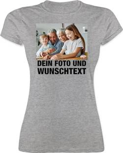 Shirt Damen - Mit Foto eigenem Bild Text Name Wunschtext - M - Grau meliert - eigenes Design Aufdruck günstig zum beschriften selber schreiben Personalised selbst Bilder +Bild von Geschenk mit Namen personalisiert by Shirtracer