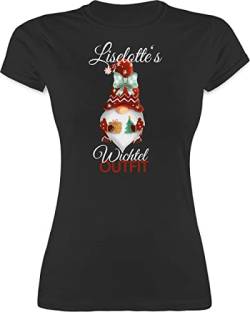 Shirt Damen - Weihnachten Geschenke Christmas - Wichtel Outfit mit Name - XXL - Schwarz - Weihnachts t weihnachtsmotiven Tshirt weihnachtst-Shirt weihnachtsmotive Shirts weihnachtsshirt 2023 t-Shirt von Geschenk mit Namen personalisiert by Shirtracer