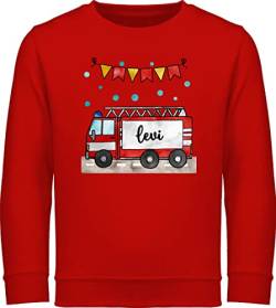 Sweater Kinder Sweatshirt Jungen Mädchen Pullover - Feuerwehr - Feuerwehrauto - Geschenk - 116 (5/6 Jahre) - Rot - kinderpullover Junge Girlande Pulli freiwillige Name Kind und Geschenke Jungs von Geschenk mit Namen personalisiert by Shirtracer