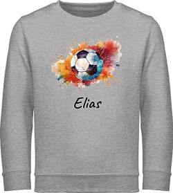 Sweater Kinder Sweatshirt Jungen Mädchen Pullover - Fußball Fußballer Fußballfan Fußballerin Geschenk - 152 (12/13 Jahre) - Grau meliert - fusball Geschenke Fussball fußballmotiv von Geschenk mit Namen personalisiert by Shirtracer