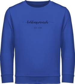 Sweater Kinder Sweatshirt Jungen Mädchen Pullover - Lieblingsmensch est - Lieblingsmensch Geschenk Freundin - Lieblingsmensch Geschenk Mann - 104 (3/4 Jahre) - Royalblau von Geschenk mit Namen personalisiert by Shirtracer