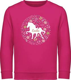 Sweater Kinder Sweatshirt Jungen Mädchen Pullover - Pferde - Pferd - Pferdemädchen - 140 (9/11 Jahre) - Fuchsia - personalisierte reiten voltigieren Geschenke für reiterinnen selbst Bedrucken von Geschenk mit Namen personalisiert by Shirtracer