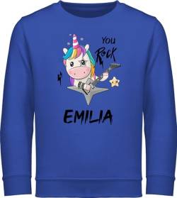 Sweater Kinder Sweatshirt Jungen Mädchen Pullover - Rockendes Einhorn - You Rock Metal-Einhorn Metalhead Unicorn Geschenk Gitarrist - 116 (5/6 Jahre) - Royalblau - personalisierte Geschenke und von Geschenk mit Namen personalisiert by Shirtracer