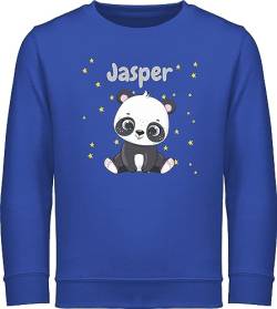 Sweater Kinder Sweatshirt Jungen Mädchen Pullover - Süßer Panda Pandabär Pandabären - 140 (9/11 Jahre) - Royalblau - personalisierte bär personalisierter Name von Geschenk mit Namen personalisiert by Shirtracer
