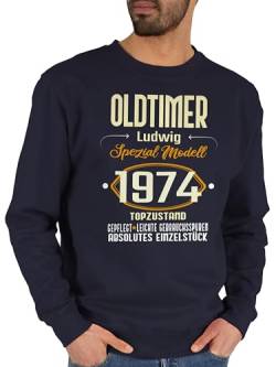 Sweater Pullover Sweatshirt Herren Damen - 50. Geburtstag - Oldtimer Spezial Modell 1974 - zum Fünfzigsten - eigener Name - hell - XXL - Dunkelblau - fünfziger 1973 50 personalisierte Geschenke von Geschenk mit Namen personalisiert by Shirtracer