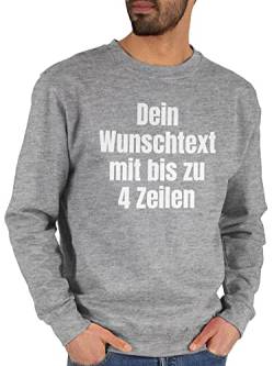 Sweater Pullover Sweatshirt Herren Damen - Aufdruck selbst gestalten - Wunschtext - XL - Grau meliert - eigenen Text Dein Name individueller beschriftung Geschenke selber erstellen von Geschenk mit Namen personalisiert by Shirtracer