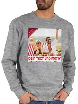 Sweater Pullover Sweatshirt Herren Damen - Bild - Eigenem Foto Geschenk - L - Grau meliert - drucken Lassen selbst Bedrucken personalisierten Druck eigenen Fotos individuell gestaltete von Geschenk mit Namen personalisiert by Shirtracer