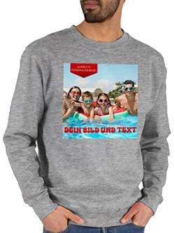 Sweater Pullover Sweatshirt Herren Damen - Bild - Eigenem Foto - M - Grau meliert - Pulli ausgewählten Bedruckt Bedrucken Lassen Baumwolle Text Personalisieren wunschtext individuell von Geschenk mit Namen personalisiert by Shirtracer