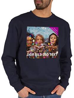 Sweater Pullover Sweatshirt Herren Damen - Foto eigenem Bild - Fotogeschenk - L - Dunkelblau - online Bedrucken personalisierten Druck selbst gestaltet selber gestalten Fotos individueller Aufdruck von Geschenk mit Namen personalisiert by Shirtracer