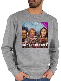 Sweater Pullover Sweatshirt Herren Damen - Foto eigenem Bild - Fotogeschenk - XL - Grau meliert - fotos und text selbst designen aufdruck selber bedruckte beschriften wunschbild von Geschenk mit Namen personalisiert by Shirtracer