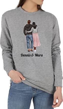 Sweater Pullover Sweatshirt Herren Damen - Freundin - Pärchen Geschenk für Frauen Männer Weihnachts-Geschenke Partner Personalisiert Name Ihn Sie - L - Grau meliert - und Freundinnen Geschenke von Geschenk mit Namen personalisiert by Shirtracer