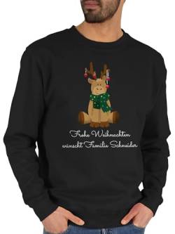 Sweater Pullover Sweatshirt Herren Damen - Frohe Weihnachten wünscht Name mit Rentier - XL - Schwarz - Weihnachts weihnachtliches weinachts Weinachten weihnacht zu Personalisieren Geschenke vor von Geschenk mit Namen personalisiert by Shirtracer