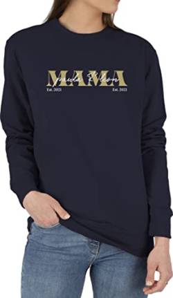 Sweater Pullover Sweatshirt Herren Damen - Muttertag - Mama Geschenk mit Namen Kinder Datum Geburtsjahr Muttertagsgeschenk Mutti seit - S - Dunkelblau - Mutter Geschenke von Geschenk mit Namen personalisiert by Shirtracer