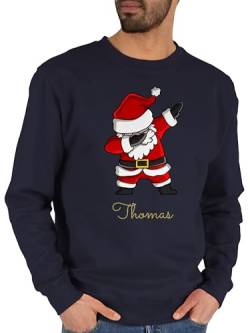 Sweater Pullover Sweatshirt Herren Damen - Weihnachten - Dab Dabbing Weihnachtsmann mit Name - XL - Dunkelblau - Weihnachts Frohe Geschenke vor zu weihnacht weinachts weihnachtliches Christmas von Geschenk mit Namen personalisiert by Shirtracer