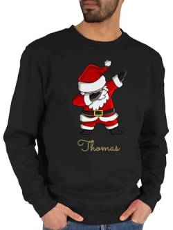 Sweater Pullover Sweatshirt Herren Damen - Weihnachten - Dab Dabbing Weihnachtsmann mit Name - XL - Schwarz - Weihnachts weihnachtliches Weinachten Christmas Geschenke weihnachtlich Personalisieren von Geschenk mit Namen personalisiert by Shirtracer