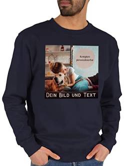 Sweater Pullover Sweatshirt Herren Damen - eigenem - Foto Bild Geschenk - L - Dunkelblau - drucken Lassen selbst Bedrucken personalisierten Druck selber gestalten Fotos individueller Aufdruck von Geschenk mit Namen personalisiert by Shirtracer