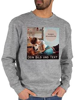 Sweater Pullover Sweatshirt Herren Damen - eigenem - Foto Bild Geschenk - XS - Grau meliert - Freunde pullis selber gestalten own Photo and Text Rundhals Baumwolle personalisierte u Pulli von Geschenk mit Namen personalisiert by Shirtracer