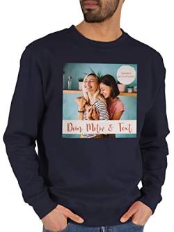 Sweater Pullover Sweatshirt Herren Damen - eigenem - Foto Bild - L - Dunkelblau - personalisierten Druck eigenen Fotos zum Bedrucken selbst beschriften individuell gestaltete selber designen von Geschenk mit Namen personalisiert by Shirtracer