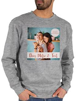 Sweater Pullover Sweatshirt Herren Damen - eigenem - Foto Bild - M - Grau meliert - zum selbst gestalten pulli bedrucken selber drucken lassen baumwolle eigenen bildern drauf eigener druck von Geschenk mit Namen personalisiert by Shirtracer