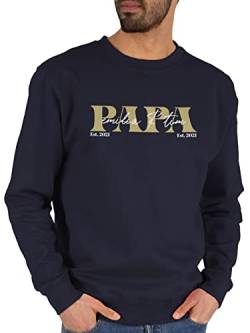 Sweater Pullover Sweatshirt Herren Damen - zum Vatertag - Papa Geschenk mit Namen Kinder Datum Geburtsjahr Weihnachten Geburtstag - XL - Dunkelblau - Vatertagsgeschenke von Geschenk mit Namen personalisiert by Shirtracer