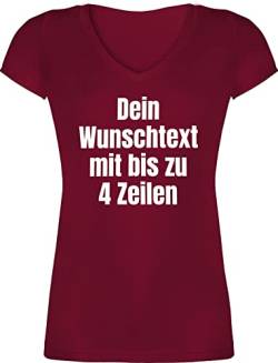 T-Shirt Damen V Ausschnitt - Aufdruck selbst gestalten - Wunschtext - M - Bordeauxrot - zum selber drucken Frauen t Shirt Tshirt eigener Druck Shirts für Bedrucken Lassen eigenen Text Tshirts von Geschenk mit Namen personalisiert by Shirtracer