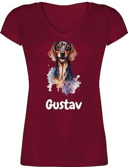 T-Shirt Damen V Ausschnitt - Hunde - Dackel - Hundebesitzern Geschenk - L - Bordeauxrot - t Shirt Hund Hundebesitzer t-Shirts Hunde-Shirt Hunde. Tshirt personalisiertes Frau Hunden Shirts für von Geschenk mit Namen personalisiert by Shirtracer