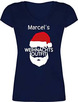 T-Shirt Damen V Ausschnitt - Weihnachten Geschenke Christmas - Weihnachtsoutfit mit Name - 3XL - Dunkelblau - personalisierte Weihnachts Tshirt weihnachtsmotive Shirt weihnacht 2023 Frohe 2022 von Geschenk mit Namen personalisiert by Shirtracer