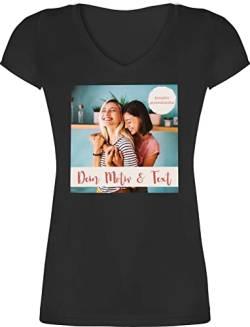 T-Shirt Damen V Ausschnitt - eigenem - Foto Bild - S - Schwarz - t- Shirts t Shirt Custom Tshirt bestellen zum selber t-Shirts Aufdruck namens Frauen personalisiertes eigenen bildern v-Ausschnitt von Geschenk mit Namen personalisiert by Shirtracer