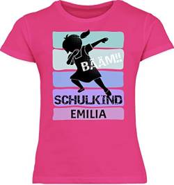 T-Shirt - Einschulung - BÄÄM!! Schulkind Mädchen - 128 (7/8 Jahre) - Fuchsia - Kita Schule bääm t Shirt Kinder Kindergarten abschluss Tshirt Einschulung-Schulkind t_Shirt einschulungst-Shirt von Geschenk mit Namen personalisiert by Shirtracer