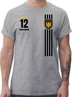 T-Shirt Herren - 2024 Fussball EM Fanartikel - Deutschland Germany Trikot Style - L - Grau meliert - Deutschland-Fanartikel t Shirts Tshirt fußball Deutschland. t-schirt Europa Team Shirt männer von Geschenk mit Namen personalisiert by Shirtracer
