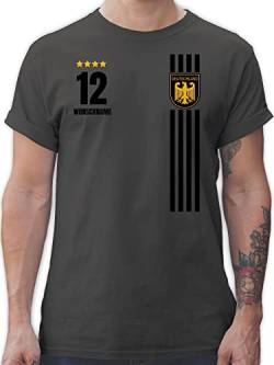 T-Shirt Herren - 2024 Fussball EM Fanartikel - Deutschland Germany Trikot Style - XXL - Dunkelgrau - Bundesadler Tshirt männer fußball Deutschland-Fanartikel t Shirts Europa Team Shirt t-Shirts von Geschenk mit Namen personalisiert by Shirtracer