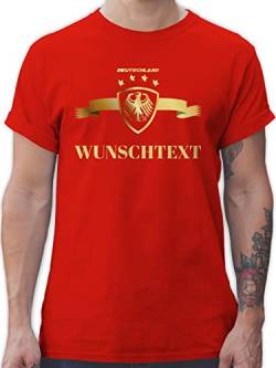 T-Shirt Herren - 2024 Fussball EM Fanartikel - Deutschland Gold Adler - Wunschtext - 5XL - Rot - fußball Shirt Europa-Meisterschaft Tshirt männer wm 24 personalisiertes Europa personalisierter von Geschenk mit Namen personalisiert by Shirtracer