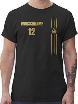 T-Shirt Herren - 2024 Fussball EM Fanartikel - Deutschland Name und Nummer - M - Schwarz - fußball t Shirt Europa Tshirt wm männer von Geschenk mit Namen personalisiert by Shirtracer