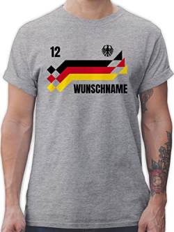 T-Shirt Herren - 2024 Fussball EM Fanartikel - Deutschland Trikot mit Name und Nummer Germany - S - Grau meliert - Shirt fußball Deutschland. Tshirt männer Europa wm t Flagge Fan Wunschname von Geschenk mit Namen personalisiert by Shirtracer