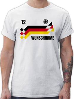 T-Shirt Herren - 2024 Fussball EM Fanartikel - Deutschland Trikot mit Name und Nummer Germany - S - Weiß - Shirt fußball Deutschland. Tshirt männer Europa Fan t wm Flagge Wunschname von Geschenk mit Namen personalisiert by Shirtracer