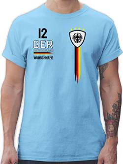 T-Shirt Herren - 2024 Fussball EM Fanartikel - Deutschland WM Trikot Farben - L - Hellblau - Deutschland-t-Shirt fußball Germany Herren-Shirt Deutschland-Fanartikel Europa Name Shirts von Geschenk mit Namen personalisiert by Shirtracer