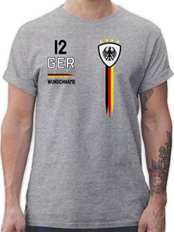 T-Shirt Herren - 2024 Fussball EM Fanartikel - Deutschland WM Trikot Farben - XXL - Grau meliert - Deutschland-t-Shirt fußball Shirt männer triko Europa Shirts Tshirt t Herren-Shirt Fan von Geschenk mit Namen personalisiert by Shirtracer