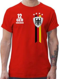 T-Shirt Herren - 2024 Fussball EM Fanartikel - Germany WM Fan Deutschland - XL - Rot - Shirt Baumwolle fußball Deutscher männer Tshirts fussballmannschaft Tshirt Europa Bundesadler t-Shirts Name von Geschenk mit Namen personalisiert by Shirtracer