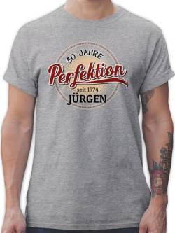 T-Shirt Herren - 50. Geburtstag - 50 Jahre Perfektion - seit 1974 - L - Grau meliert - Shirt fünfzigsten 1973 t Shirts männer zum Tshirt Geschenke t-Shirts Name Tshirts für personalisierte Mann von Geschenk mit Namen personalisiert by Shirtracer