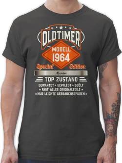 T-Shirt Herren - 60. Geburtstag - Oldtimer Special Vintage 1964 mit Name - XXL - Dunkelgrau - 60 1963 Tshirt zum 60.Geburtstag Jahre Geschenk+zum+60+Geburtstag sechzig 1962 Shirt sechzigern Jahrgang von Geschenk mit Namen personalisiert by Shirtracer