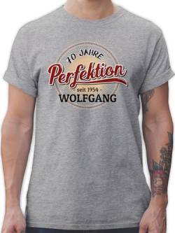 T-Shirt Herren - 70. Geburtstag - 70 Jahre Perfektion - seit 1954 - XXL - Grau meliert - Geschenke zum männer Shirt Tshirt Geschenke+zum+70+Geburtstag 70.+Geburtstag Name 70ste von Geschenk mit Namen personalisiert by Shirtracer